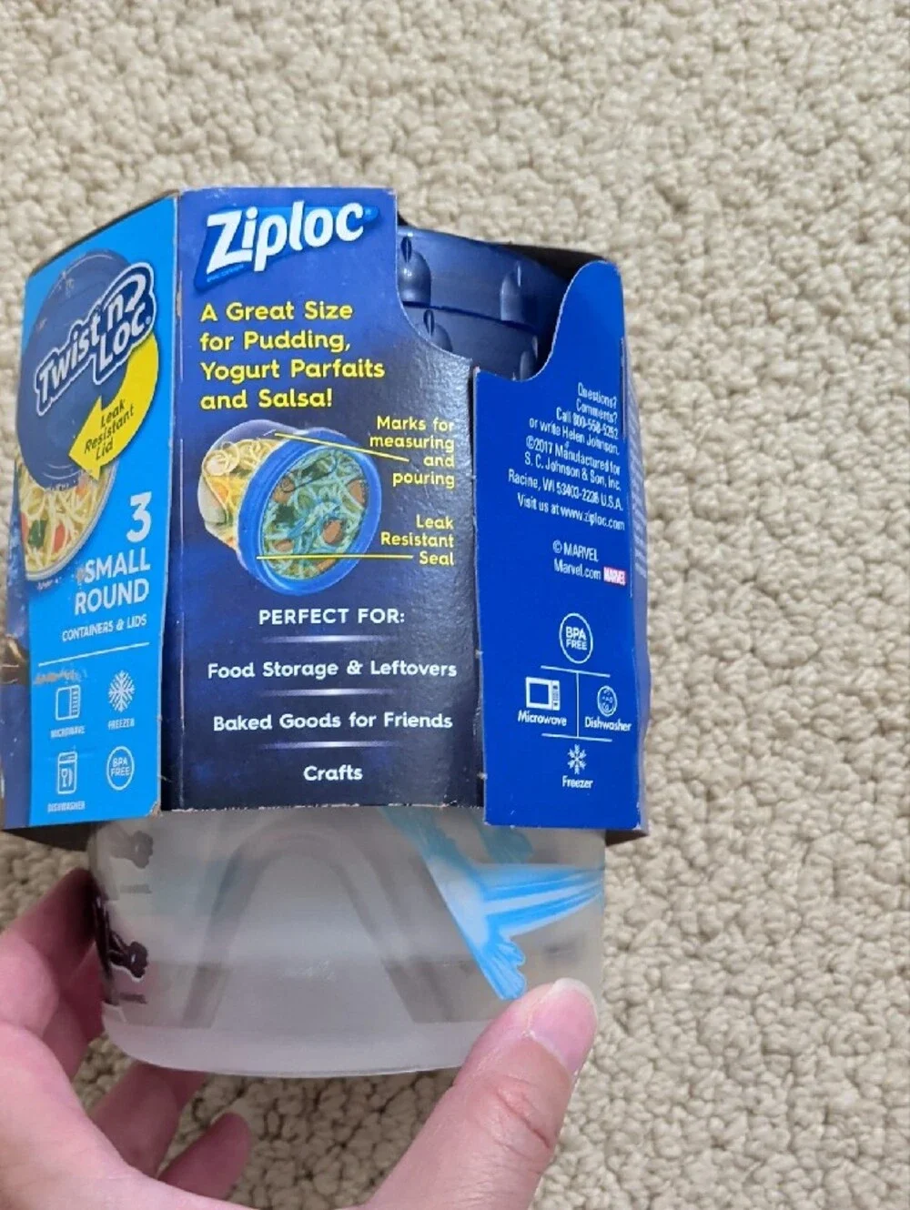 Ziploc Avengers Iron Man Small Round Twist 'n Loc Food Container - Blue & Clear